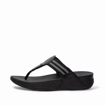 Fitflop Walkstar Webbing Toe-Post - Sandalen Damen - Schwarz (VDR704189)